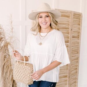 altar'd state white Bella Ruffle Top. Size Medium